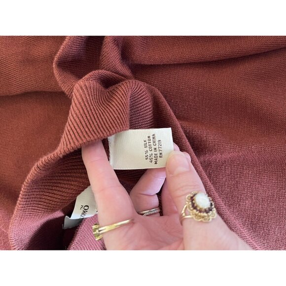 Pronto Uomo Size Large Rust Orange Mock Neck Knit Pullover Sweater 55/45 Silk Co - Picture 9 of 9